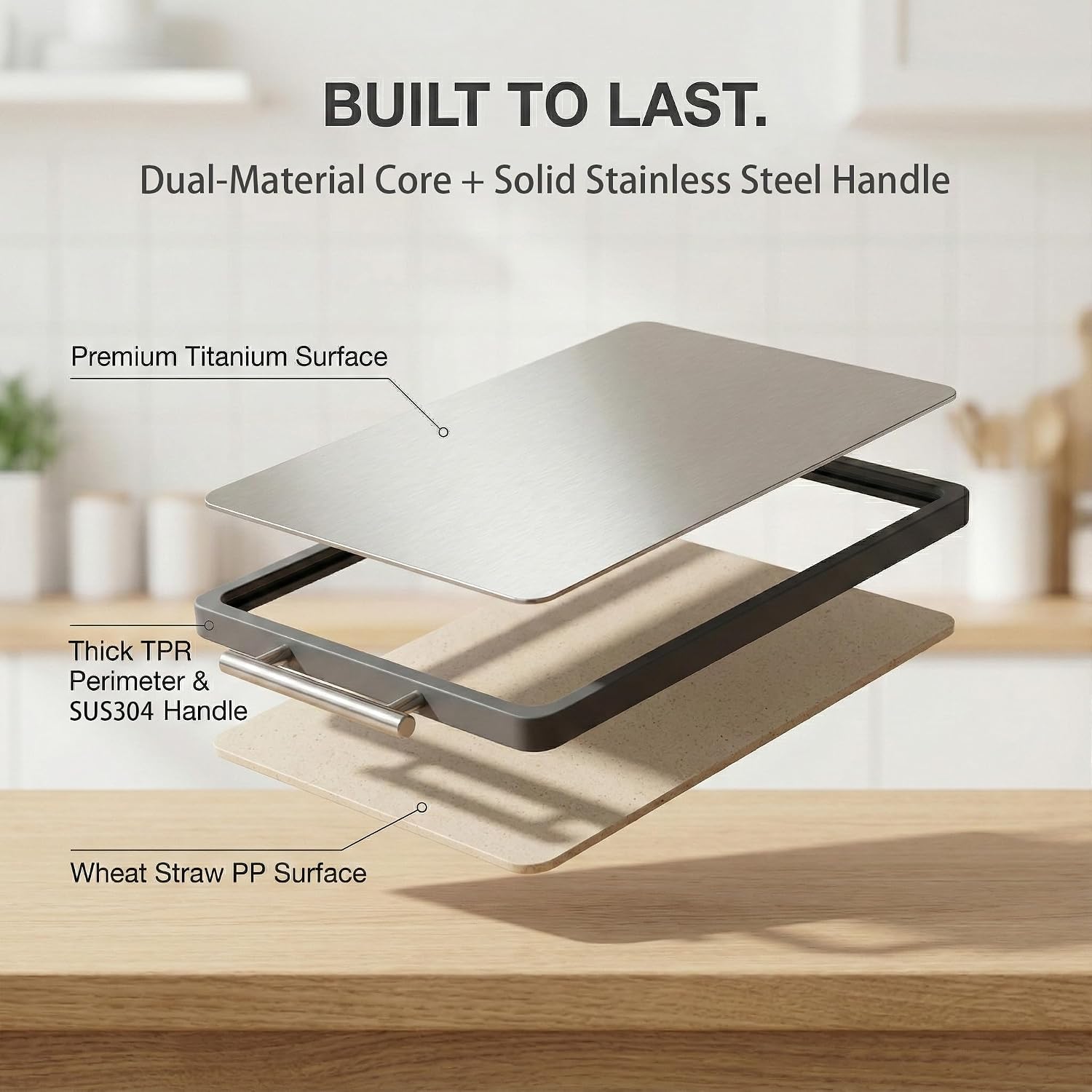 XL 16.7" Titanium Cutting Board - Double Sided for Meat & Veggie, Heavy Duty, Dishwasher Safe, Non-Toxic & Knife Friendly - Large Cutting Board for Kitchen, 1PC