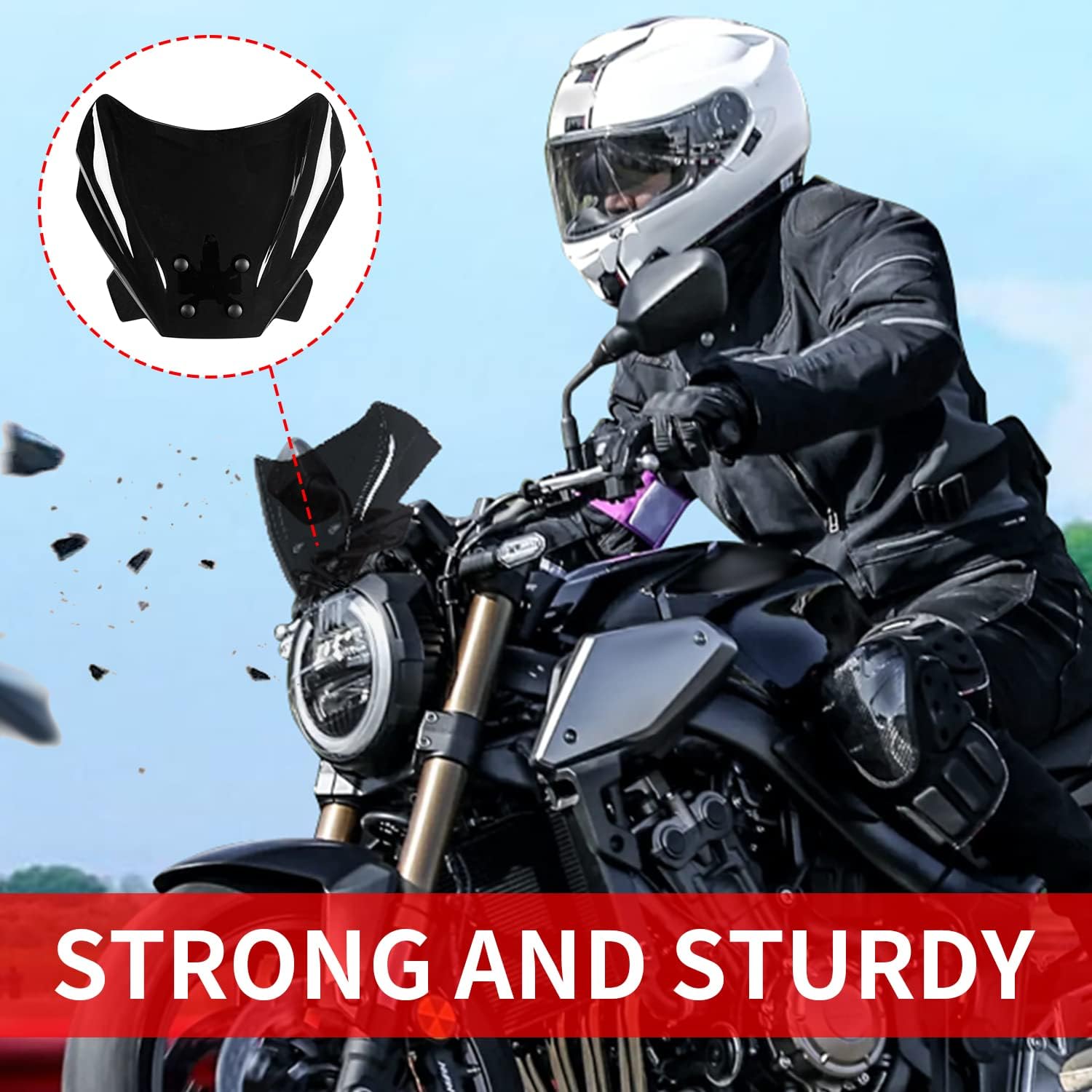 Motorcycle Fairing Windshield Wind Visor Screen Deflector Compatible with Ho-nda CB650R CB-650-R (2019-2021) CB1000R CB-1000-R (2018-2020) Flyscreen Protector Pare-brise (Clear)