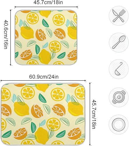 Vista 161 de Tapete de secado de platos de flores de fondo negro para encimera de cocina de 18 x 24 pulgadas, tapete de microfibra absorbente, tapete de secado