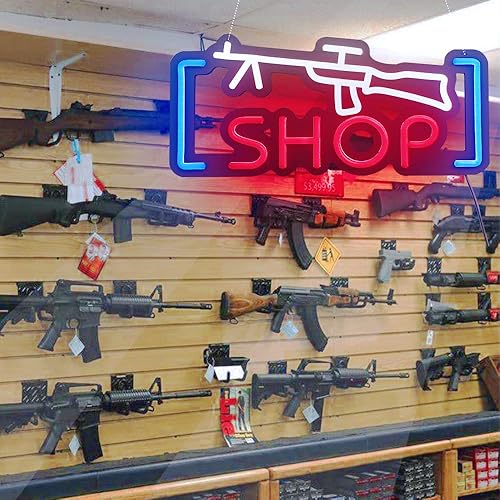 Miniatura 2 de Letrero LED de neón abierto de 19 x 8 pulgadas, letrero de luz de neón para armería, tienda, uso comercial, letrero de pared para tienda, letrero de