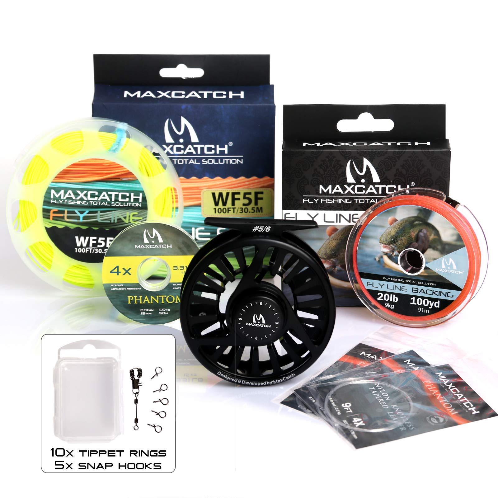MAXIMUMCATCH Maxcatch Avid Series Best Value Fly Fishing Reel- 1/3, 3/4, 5/6, 7/8, 9/10-5 Color Available (Black Reel+Line Combo, 5/6wt)