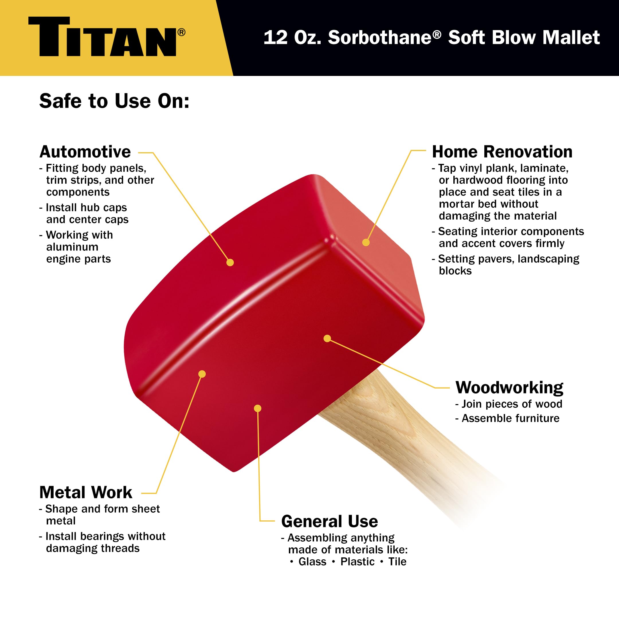 Titan 63110 Maillet souple 355 ml Fabriqué aux États-Unis