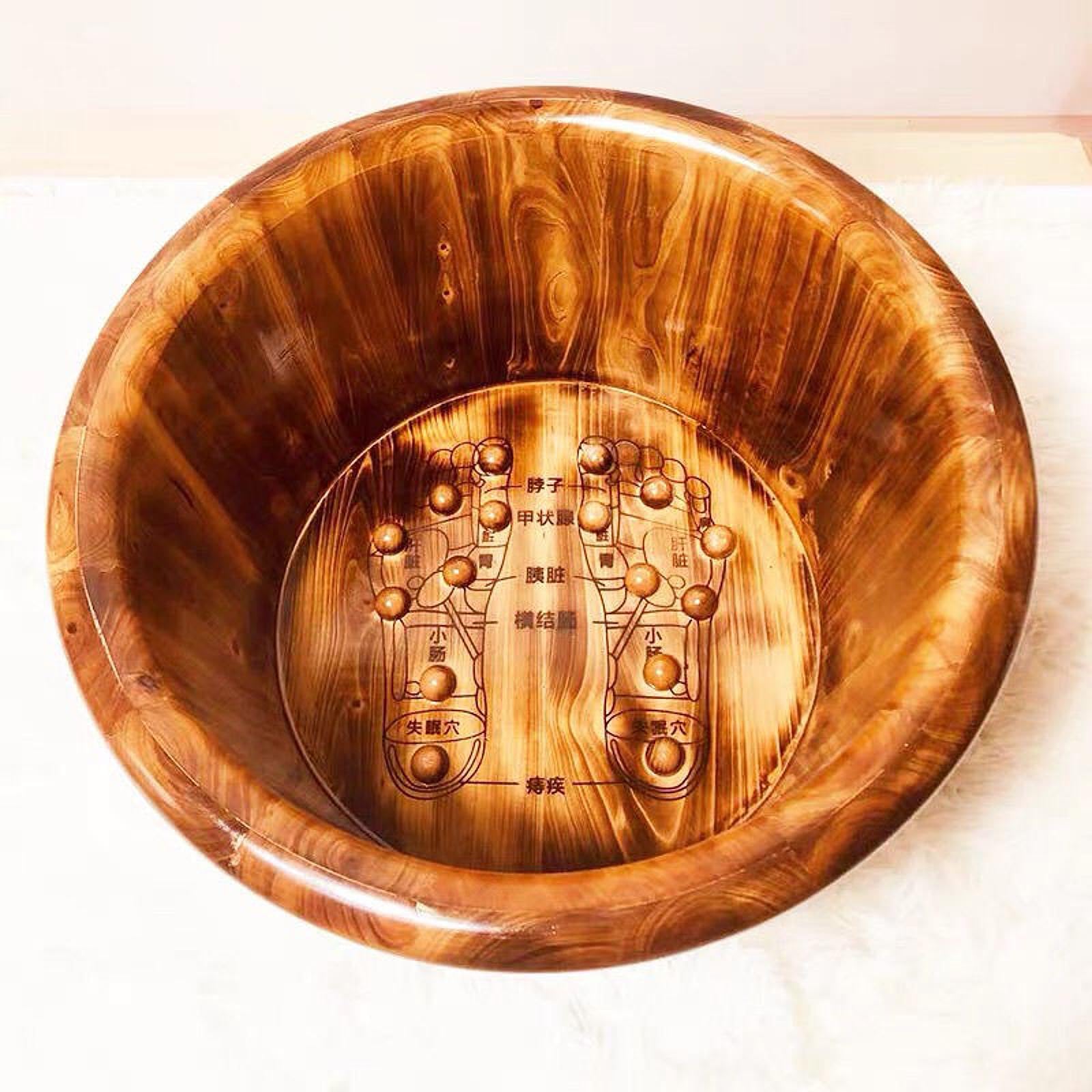 Fußbad Eimer Fußbadewanne Badezuber Spa Holztonne Pediküre mit Integrierten Massagepunkten Fördert Durchblutung für Männer Frauen Senioren Wohnun, 26cmx40cm