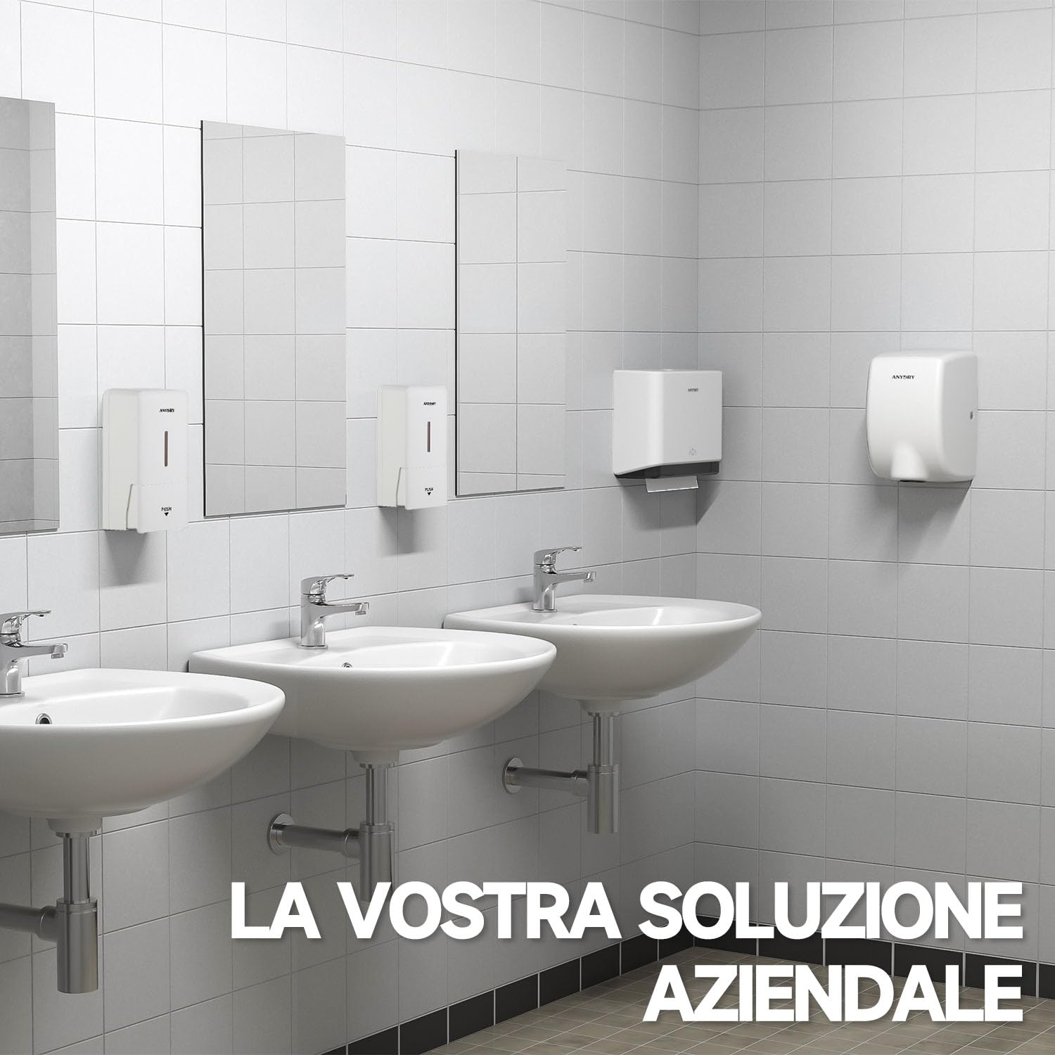 anydry Erogatore di sapone da parete manuale a pressione, capacità 800 ml con finestra visiva, sostituzione semplice del sapone, ideale per case e aziende 1006 Bianco