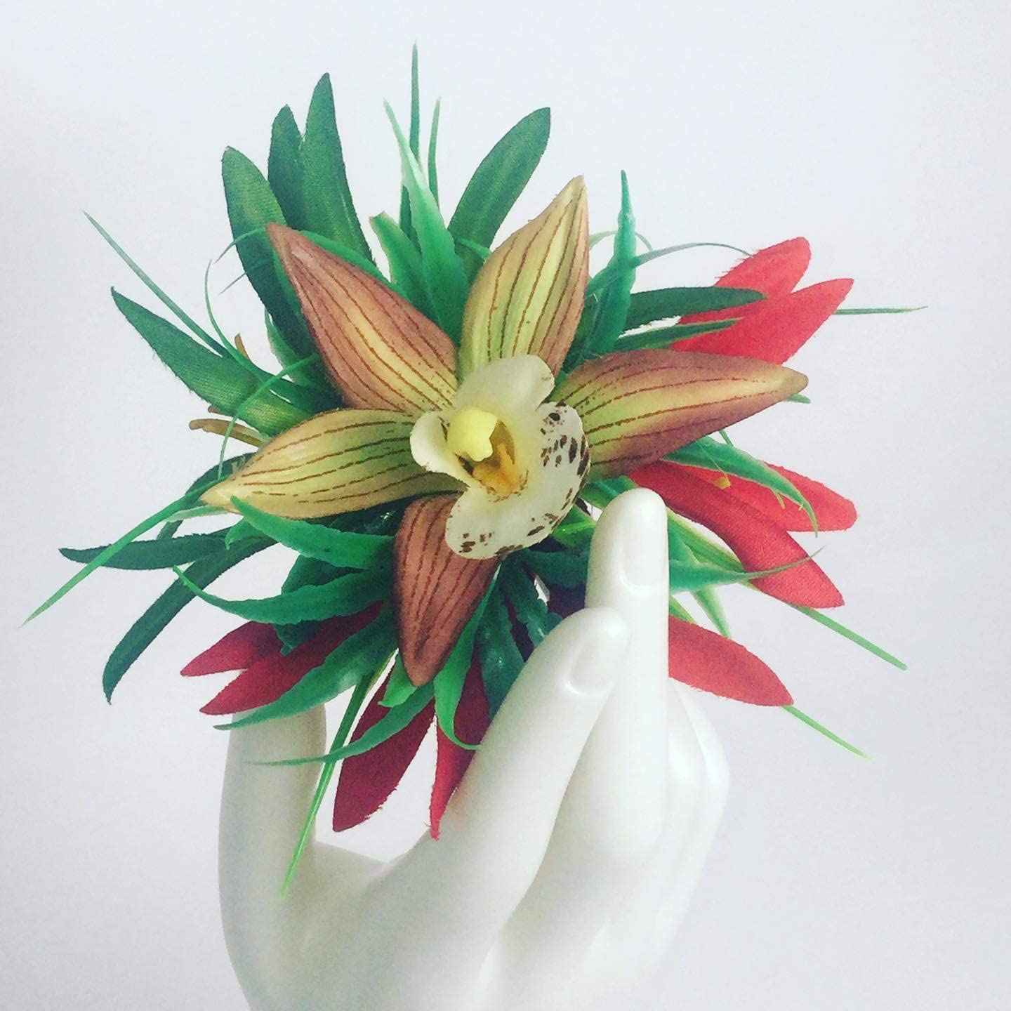 Aviella Aloha Moana Hair Clip Hawaiian Flower Hairpiece Beach Lilo Blossom Hair Accessory for Women Large Adult Hair Clip Realistic Luau Hula Orchid Hair Barrette