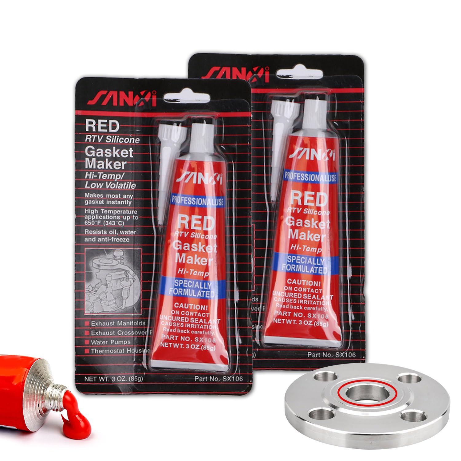 songyea Dichtmasse Motor, Auspuff Dichtmasse, Zylinderkopfdichtung Dichtmittel, Dichtsilikon Dichtungsmasse, Kühlerdichtmittel,Getriebe Motor Dichtung Ölwanne für Autos Motorräder Reparatur (Rot)