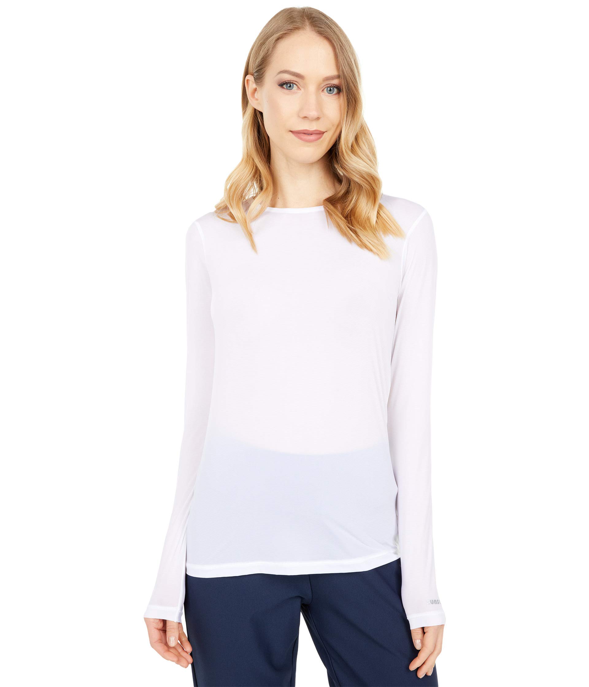 Jamie SadockSunsense® Crew Neck Top Long Sleeve T-Shirt for Women – Straight Hemline – Blended Nylon