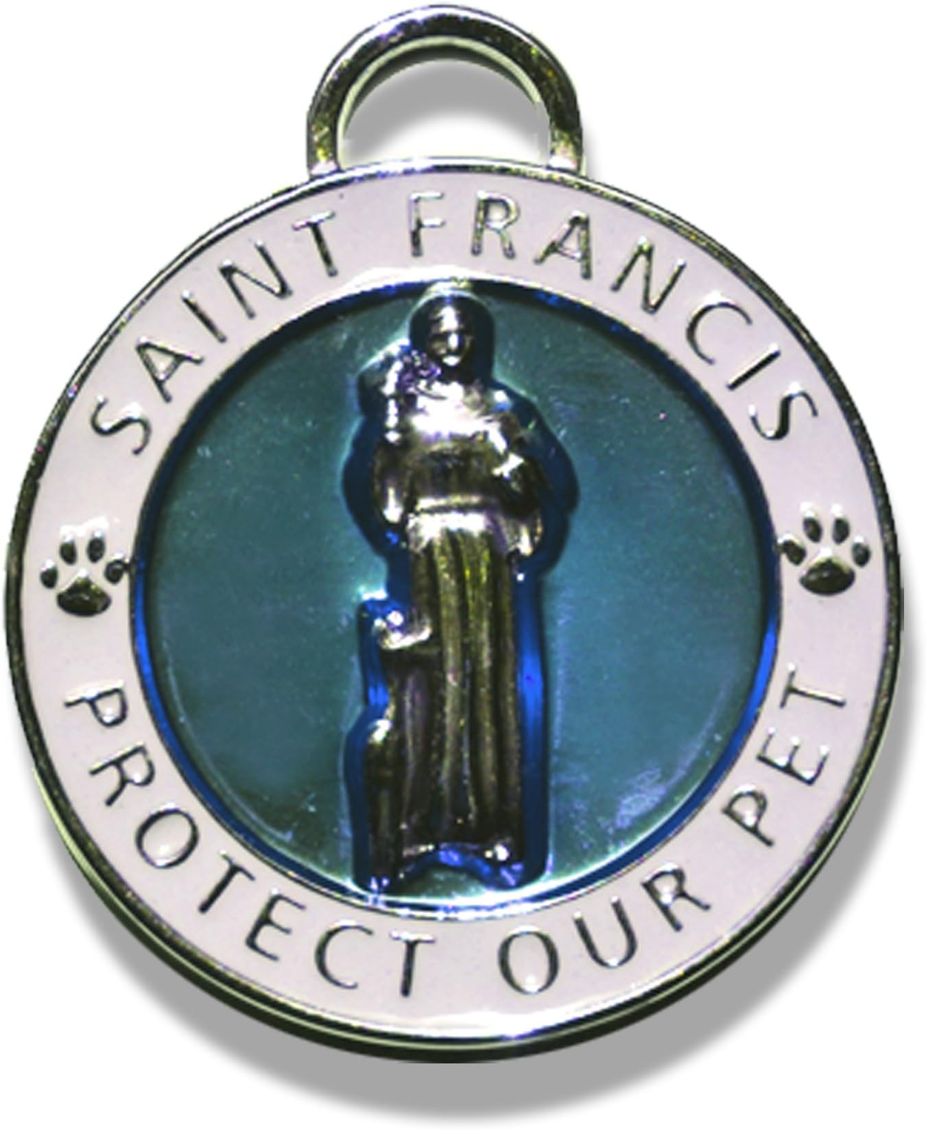 Pet Collar Charm, Saint Francis of Assisi, Small, Blue