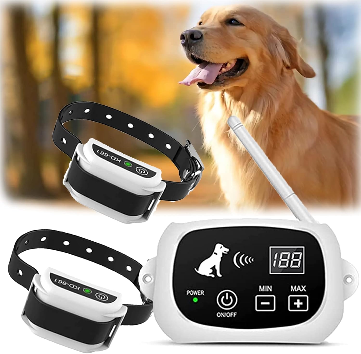 Wireless Dog Fence Electric Pet Containment System, with Training Collar Receiver,Adjustable Range 80-1640 ft, IP67 Waterproof,Rechargeable,Harmless for Dogs,Dog Boundary Container for All Dogs,for2do