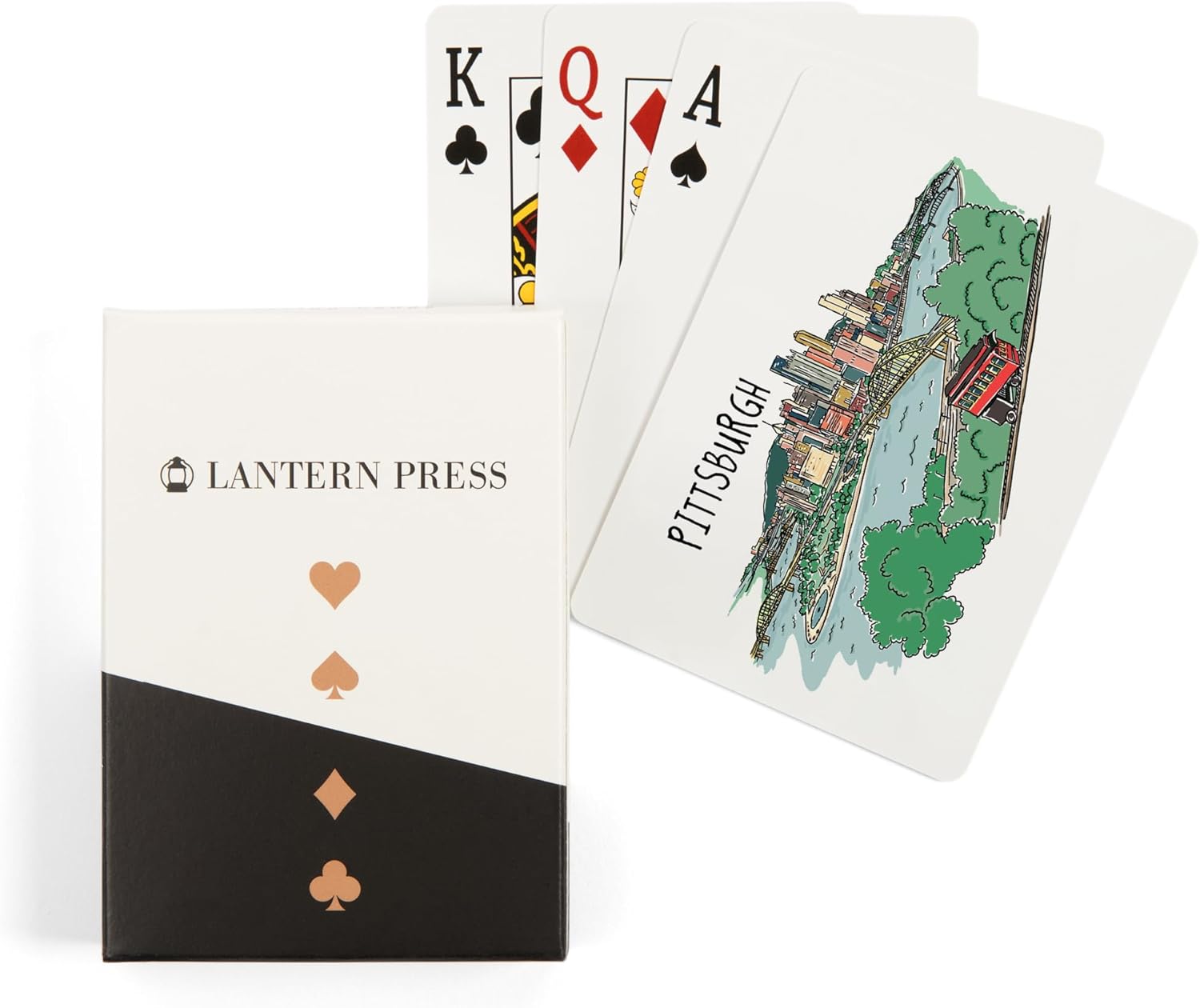Lantern Press Pittsburgh, Pennsylvania, Line Drawing, 52 Playing Cards for Adults, Poker Size Card Deck