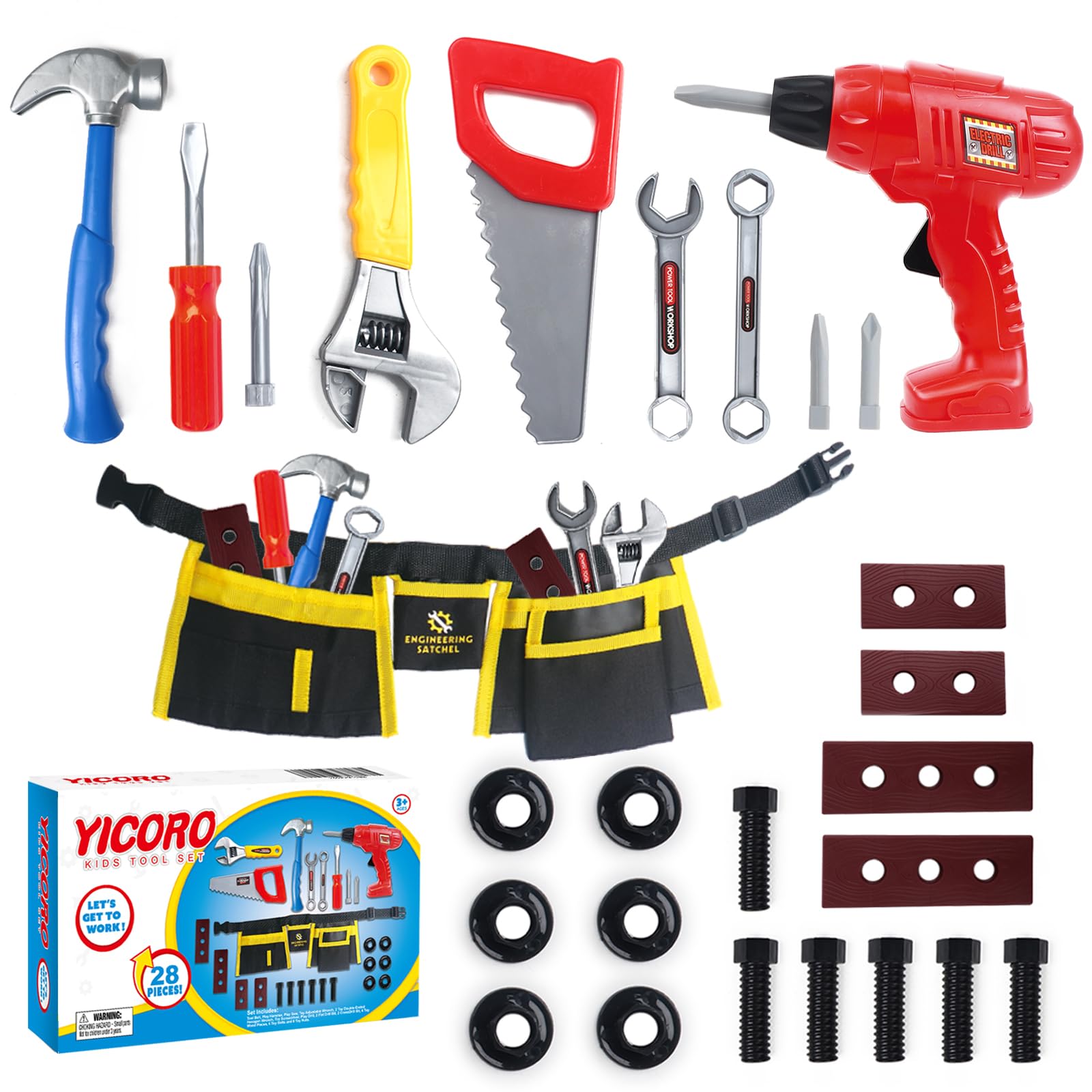Sponsored Ad - Kids Tool Set – 28 PCS Toddler Tool Set with Toy Drill, Pretend Play Toy Tools for Kids Ages 3,4,5,6,7,8 Years Old, Boy Toys