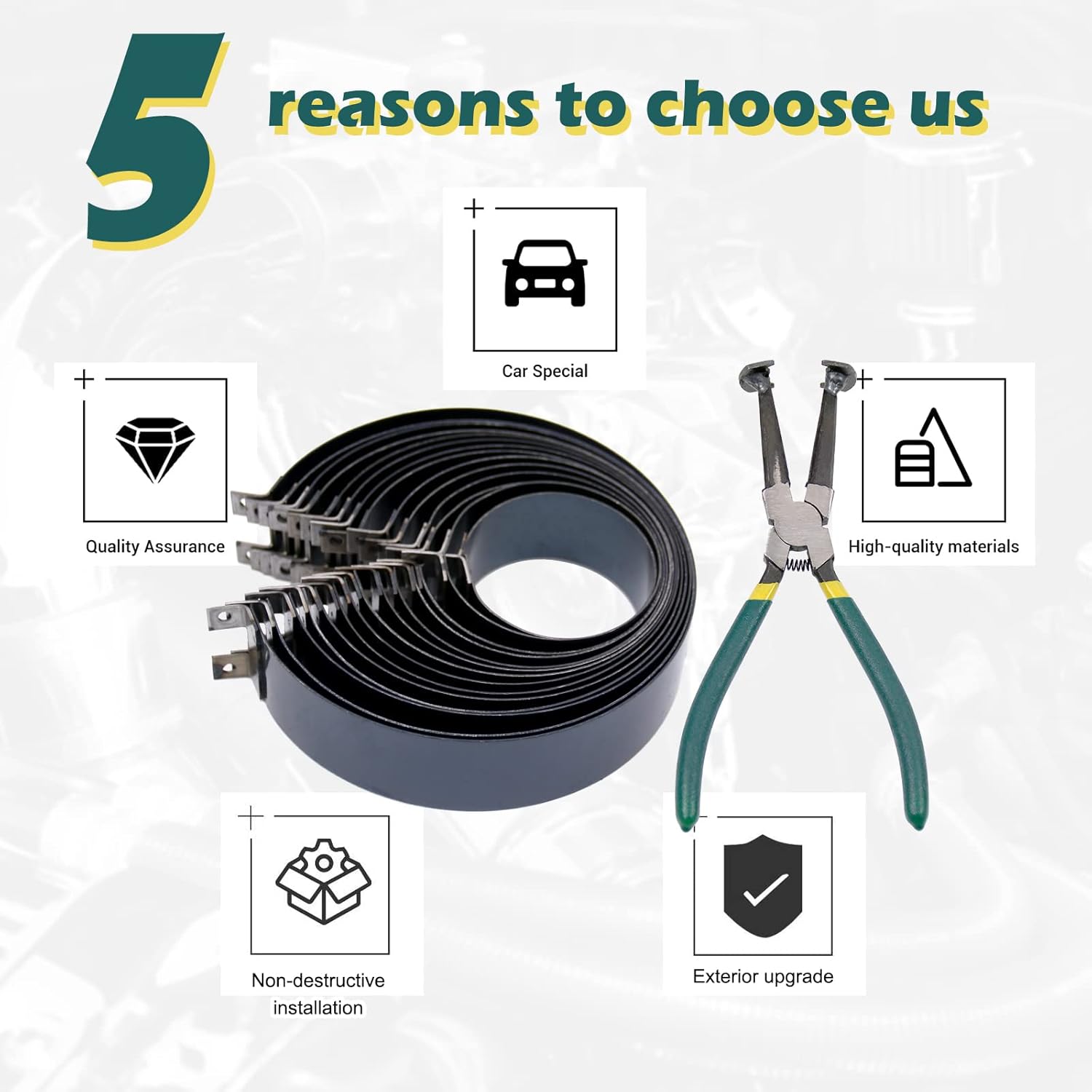 RYANSTAR RACING Auto Engine Piston Ring Compressor Tool Set with 2Pcs Pliers and 14 Bands (62-145mm/2.44-5.71in) Removal Tool Kit for Repair Cars Trucks Engine