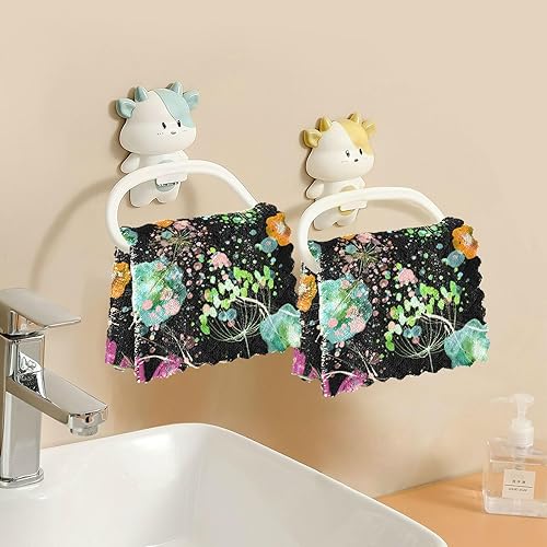 Miniatura 6 de FRODOTGV Watercolor Floral Bouquet Wildflowers Cotton Print Kitchen Towels and Dishcloths Sets Fast Drying Set of 6 Microfiber Drying Towels for Car