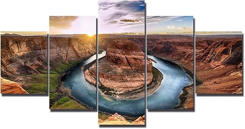 Vista 187 de Paisaje de 5 piezas pintura sobre lienzo