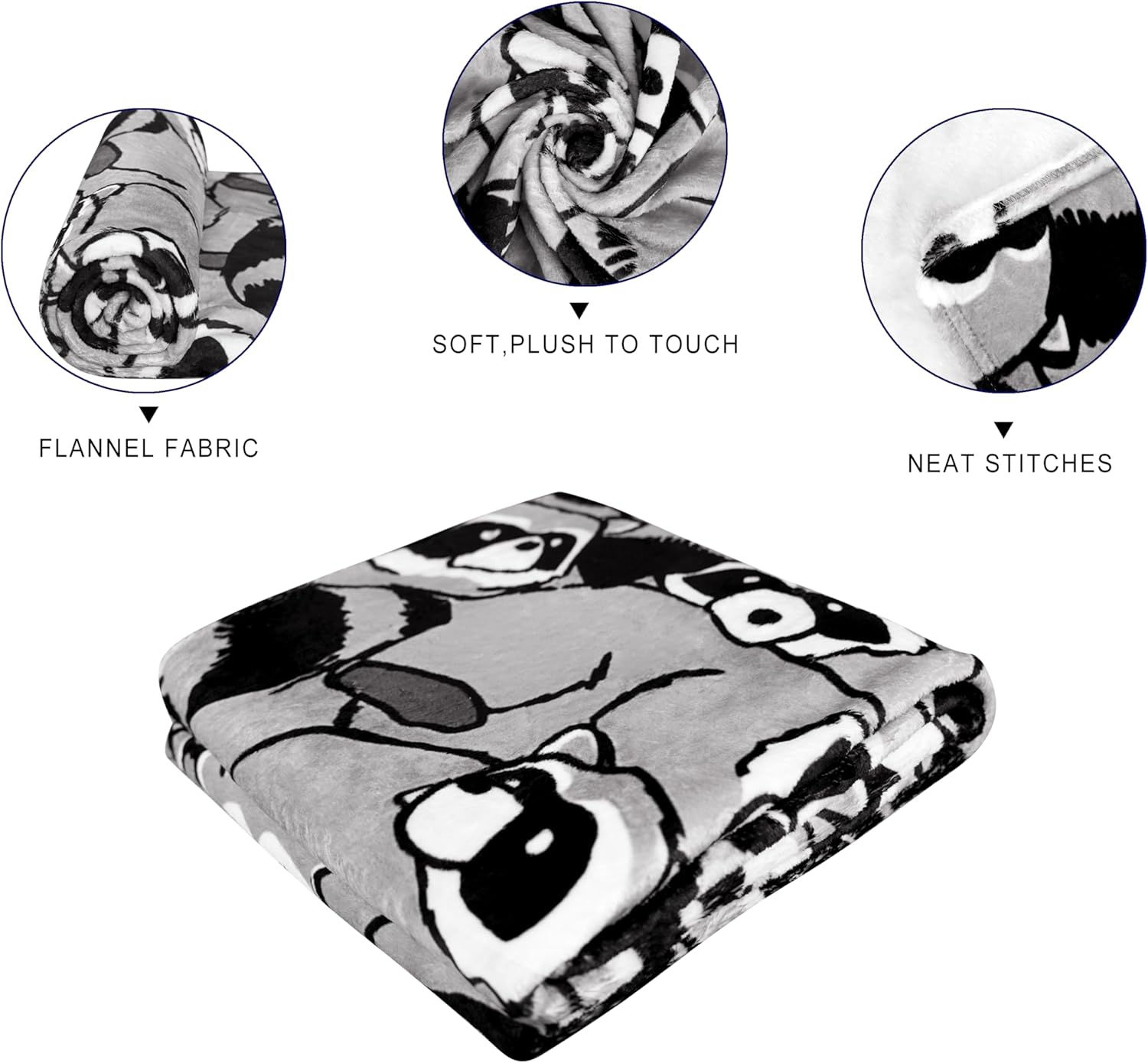 Raccoon Blanket Soft Cozy Lightweight Throw Blanket for Couch Sofa Bed Living Room Home Decor for Boys Girls Kids Adults Gift 50x60 inch - Image 4