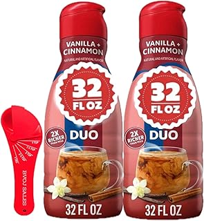 Cinnamon Vanilla Non-Dairy Liquid Coffee Creamer, Vanilla Cinnamon Flavor, 32 fl oz, 2 Bottles with Measuring Spoon