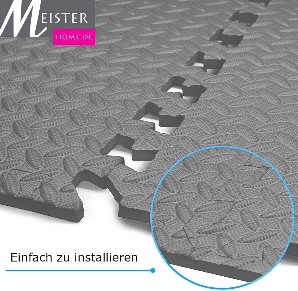 Meisterhome Set di tappetini protettivi da 60 x 60 x 1 cm, tappetino puzzle di protezione per pavimenti, tappetino per fitness, ginnastica, sport, allenamento, colore antracite, 15 pezzi
