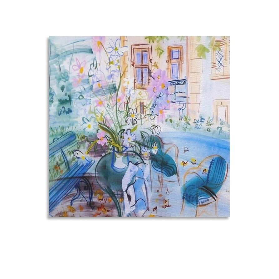 水彩画　絵画　ラウル・デュフィ　フランス画家　花の絵　インテリア デュフィ ピンクのアネモネのある花束 | 絵画など美術品の販売と