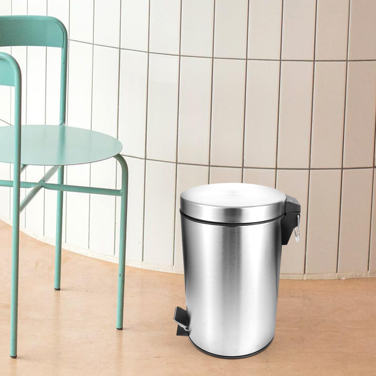 Edelstahl Mülleimer 7l mit Tretmechanismus und Deckel Vielseitiger Abfallbehälter für Küche Wohnzimmer und Büro