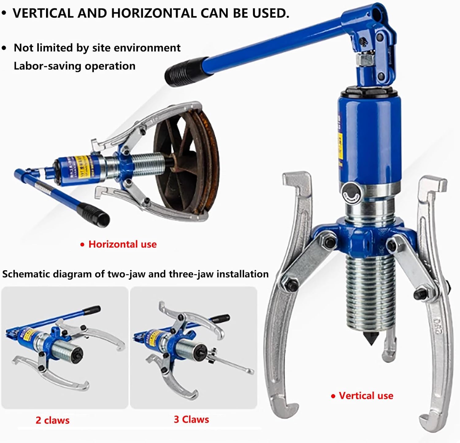 15 Ton Hydraulic Gear Puller Set - 5-50 Tons Heavy Duty Wheel Bearing Separator for Automotive, Factory Repairs & Railway Maintenance Tools