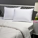 Amazon Basics Down Oreillers de lit et étui protecteur d'oreiller 2-Piece Prêt, 26 en x 20 dans, Densité douce, Standard - Boîte de 2, blanc