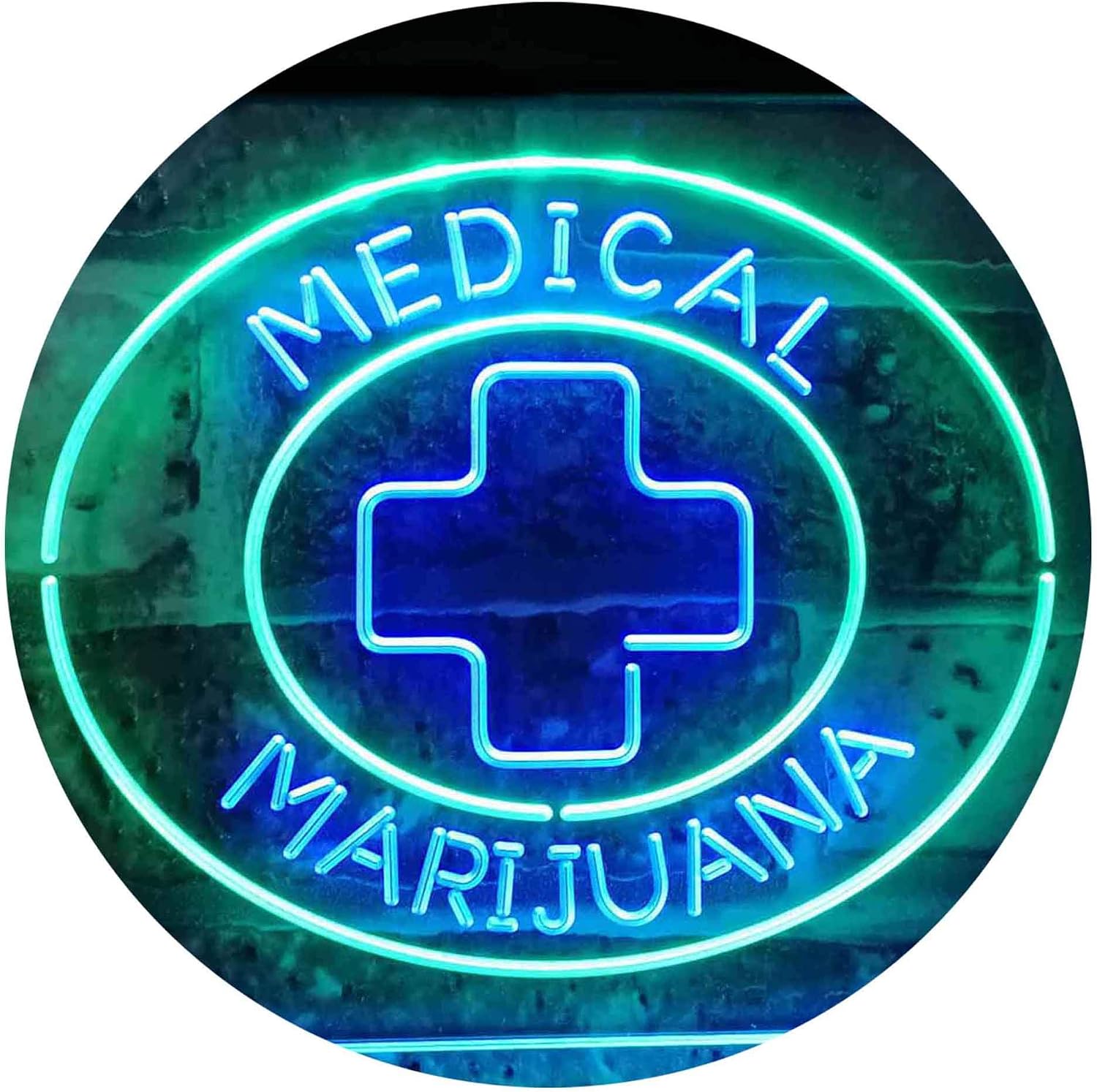 ADVPRO Medical Marijuana Cross Sold Here Indoor Display Dual Color LED Neon Sign Green & Blue 24" x 16" st6s64-i3084-gb