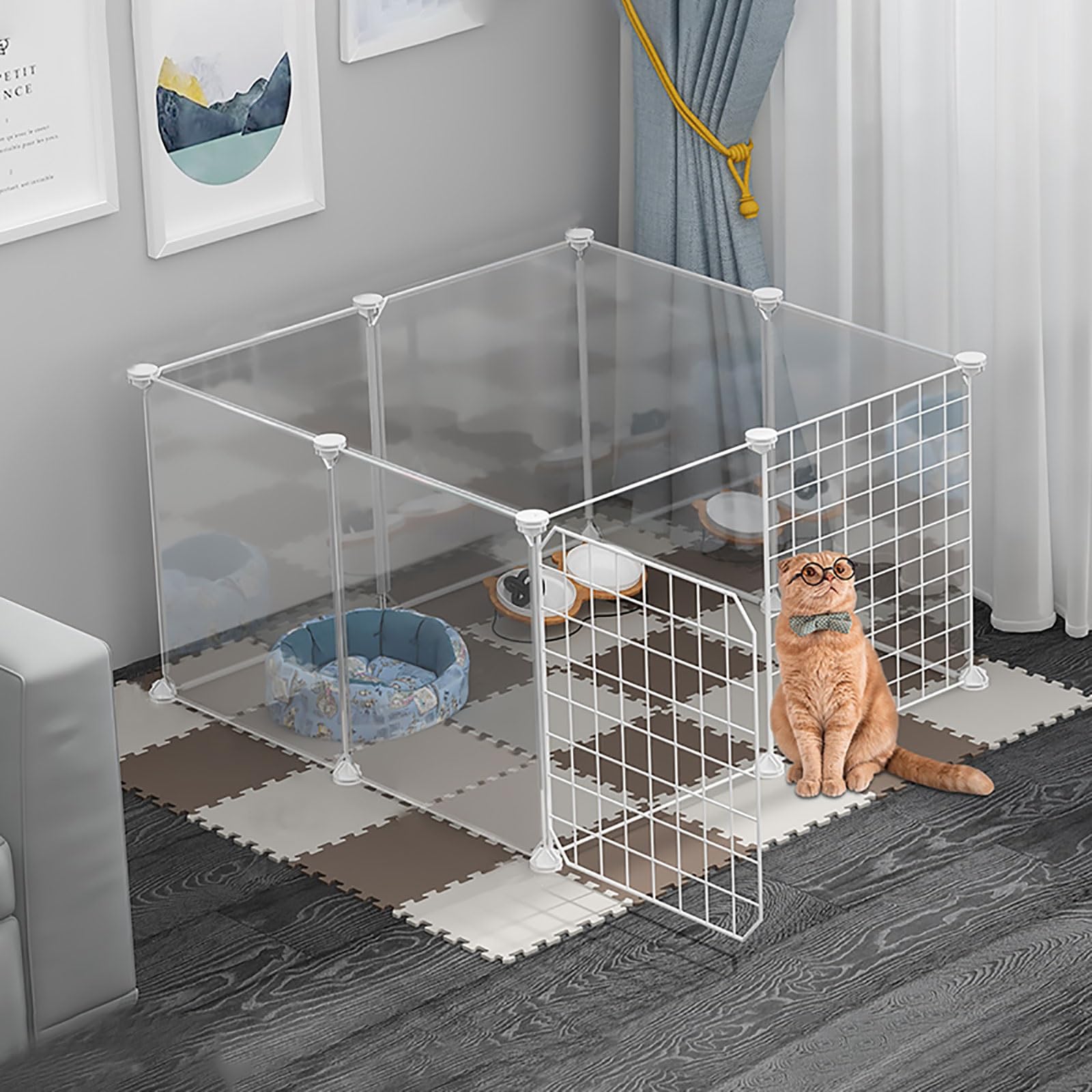 Recinto per Piccoli Animali, Gabbia per Conigli Gabbie per porcellini d'India Recinto per Gatti Recinto per Cortili in Filo Metallico Portatile per Interni ed Esterni, per Piccoli Animali Ga