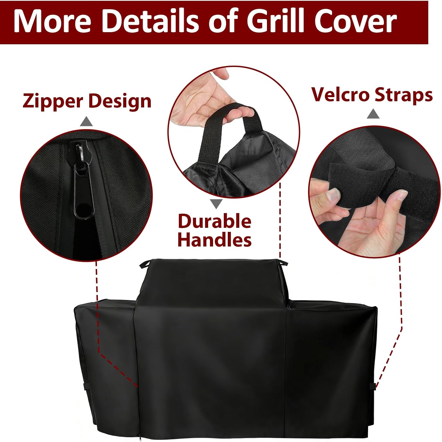 Grill Cover for Traeger Woodridge Pro & Woodridge Elite Wood Pellet Smoker, with Side Zipper & Handle & Straps Replace for Traeger BAC776, 600D Waterproof All Weather Outdoor Pellet BBQ Cover