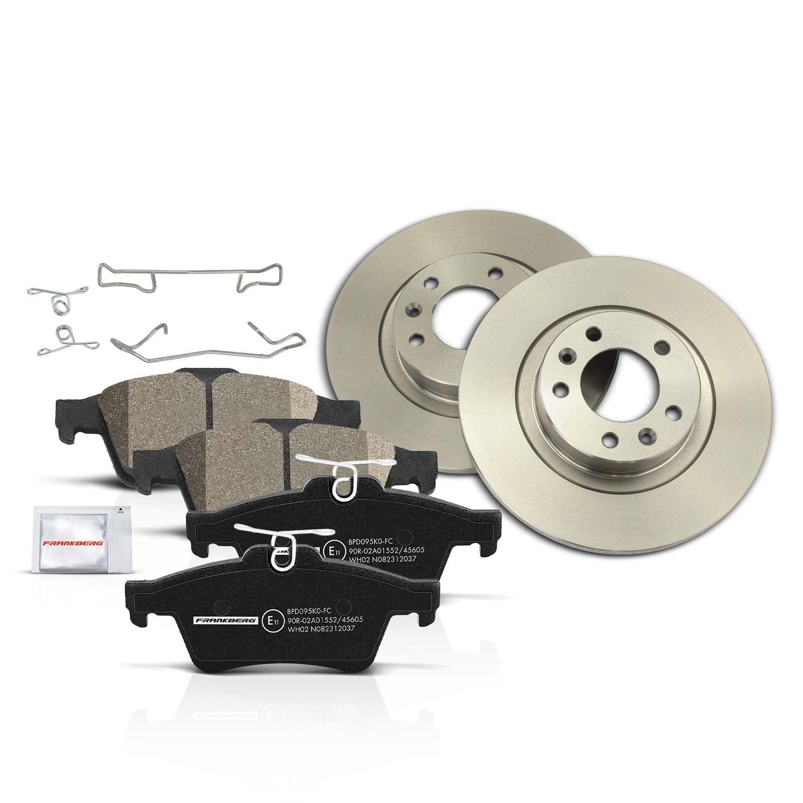 Frankberg 2 discos de freno 4 pastillas de freno | Compatible con: Serie 5 E39, Serie 5 Touring E39