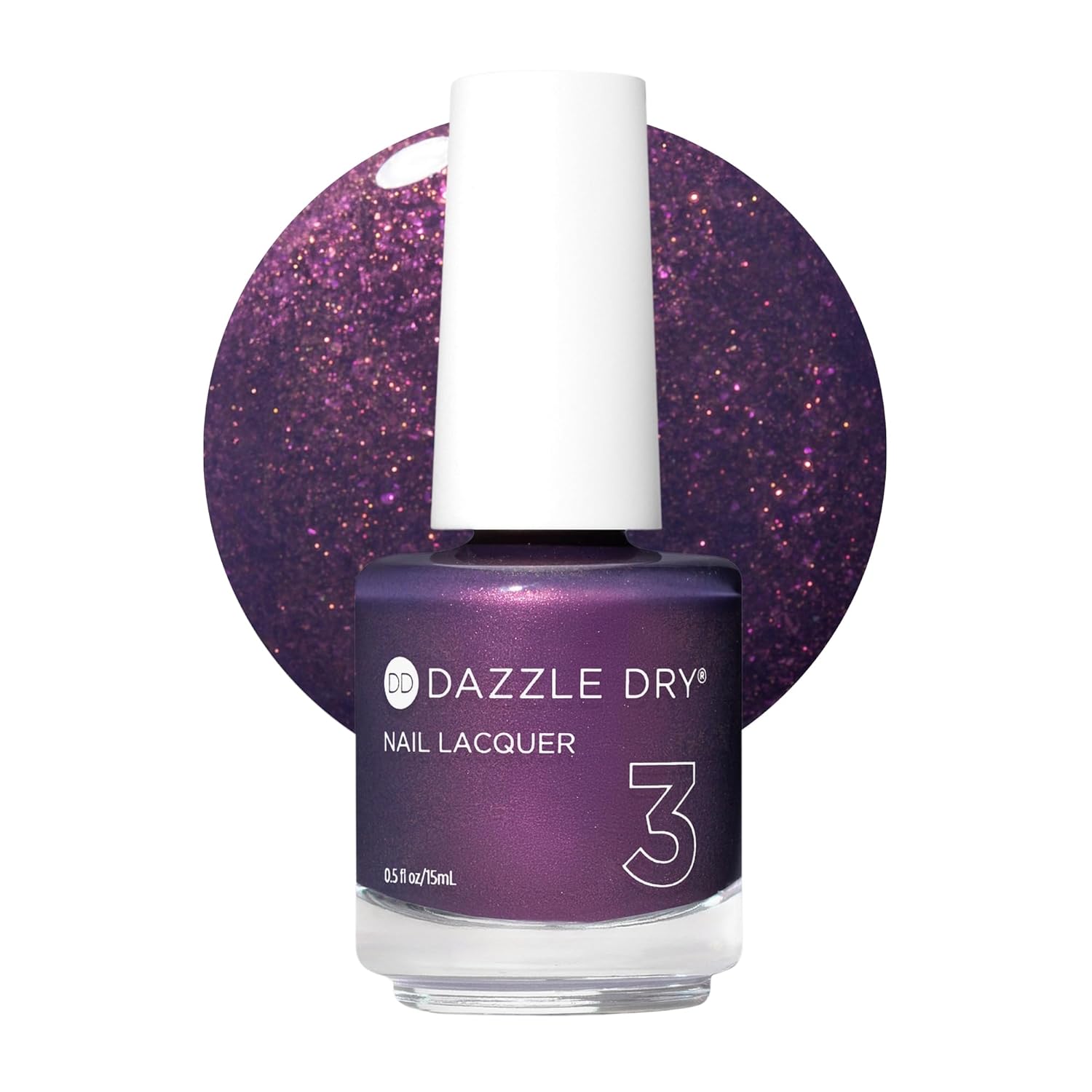 Dazzle Dry Nail Lacquer (Step 3) - You're Unforgettable - A grape purple with pink micro glitter. Semi-sheer. Shimmer. (0.5 fl oz)