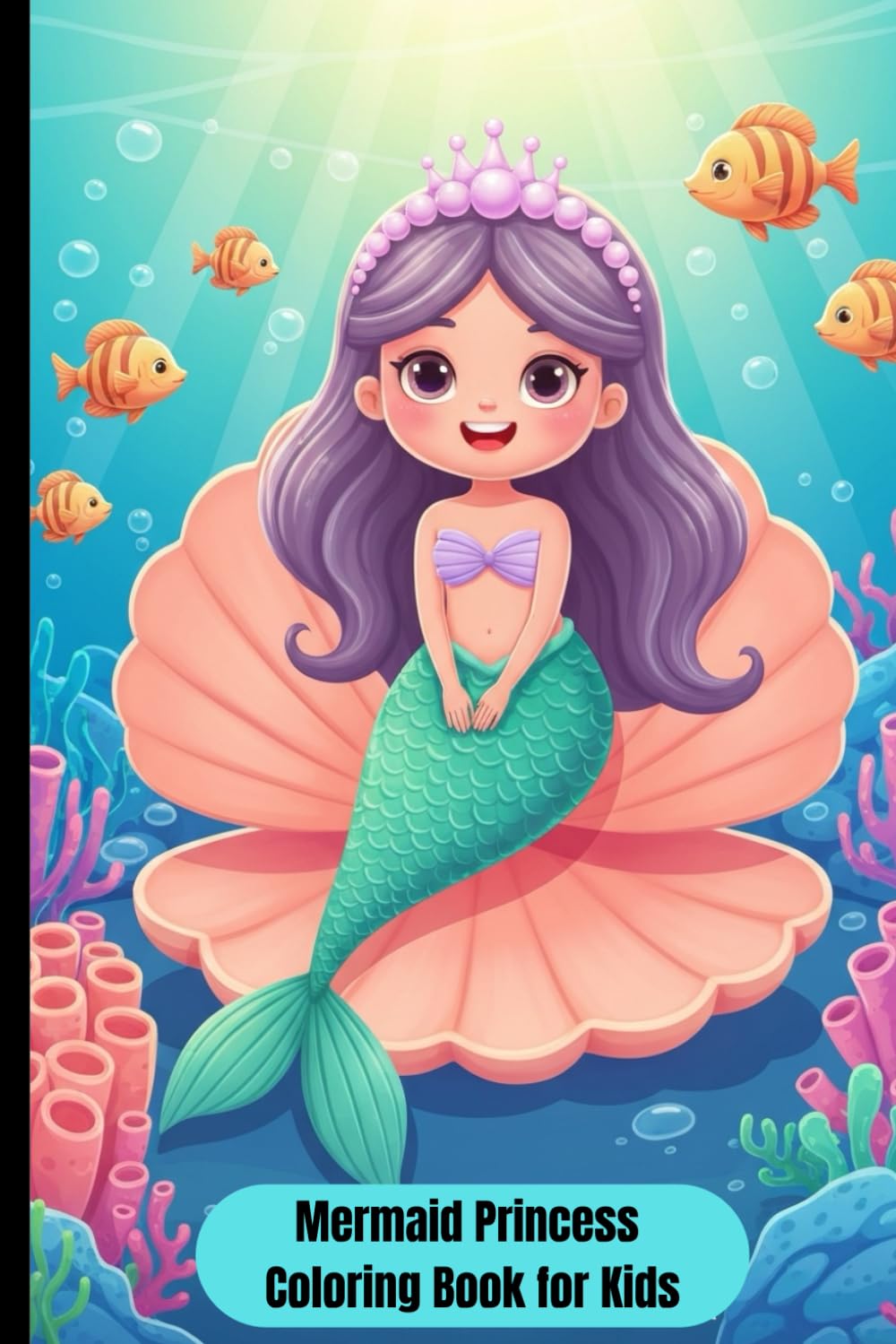 Mermaid Princess Coloring Book for Kids: Big Cute Cartoon Mermaid Princess Pages | Fun & Relaxing Underwater Coloring Adventure for Girls Ages 4–10