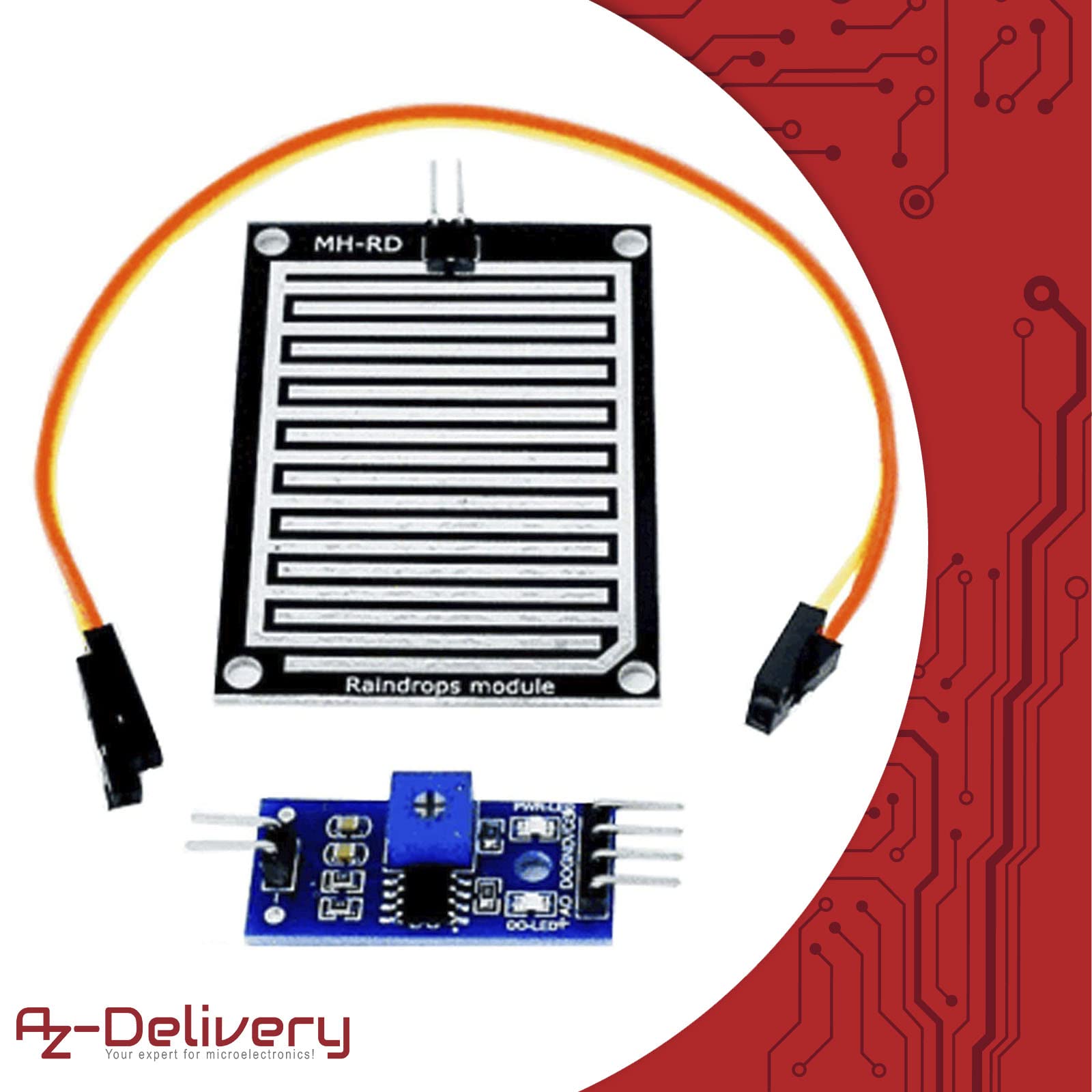 AZDelivery 3 x Modulo Sensore Pioggia, rilevatore di Acqua Piovana compatibile con Arduino incluso un E-Book!