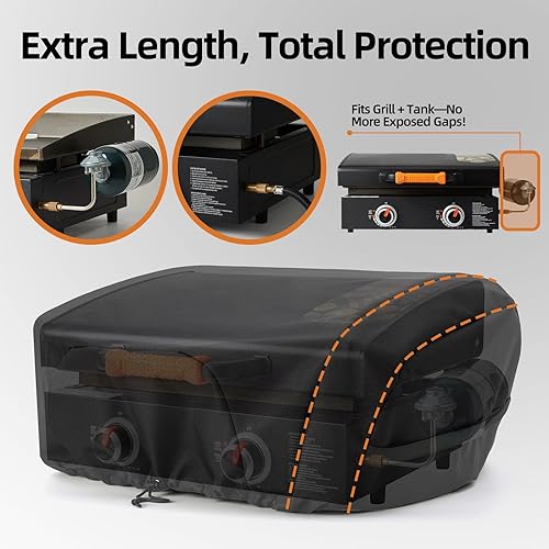 Miniatura 2 de NOELIFE Cubierta de Plancha para Parrilla de Mesa Blackstone de 22 pulgadas con Capucha, el Cilindro de Combustible de Propano Puede Cubrirse