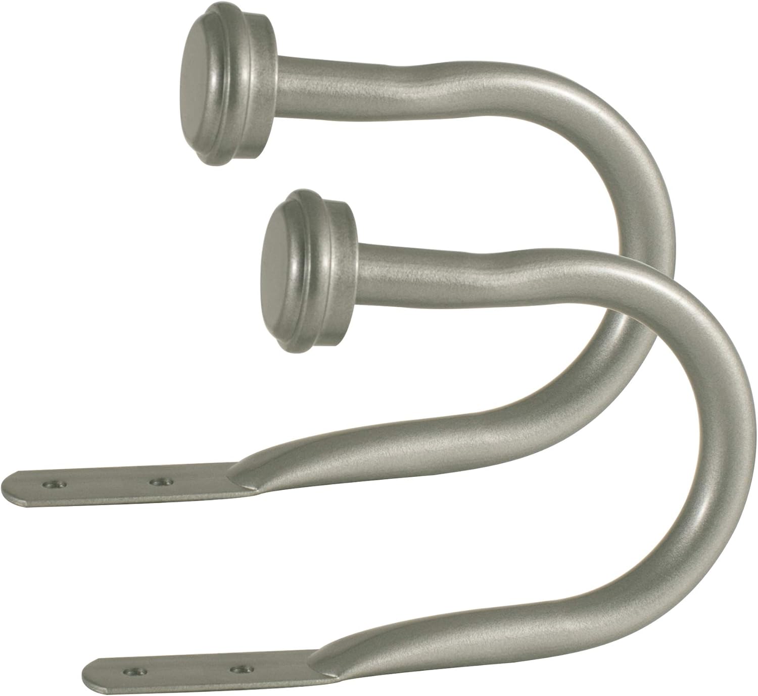 Decopolitan End Cap Curtain Rod Set with Holdbacks, Nickel (36-72 Inches)