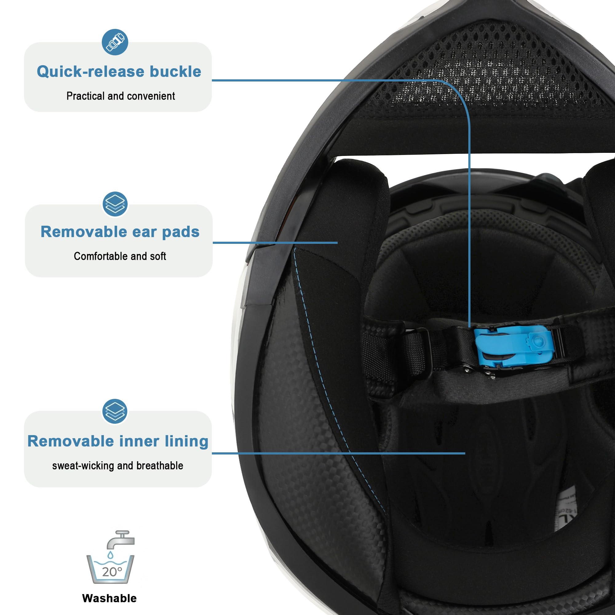 Westt Casco Modular Moto con certificación ECE 22.06 Casco Integral con Viseras Dobles, Casco de Moto para Hombre y Mujer, Casco Jet con mentonera y Forro Lavable, para Scooter, ciclomotore y Scooter