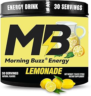 Morning Buzz Energy Powder Drink - Energy Boost Earlybird Drink - Sugar-Free Energy with Antioxidants - Morning Kick and Sports Nutrition Endurance Product - 30 Servings, Lemonade, 8 Ounces