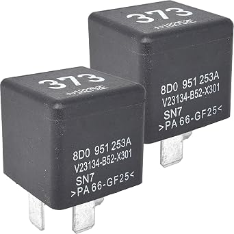2-Pack 373 8D0951253A Relay - 40A 12VDC 4-Pin SPST Automotive Relay - متوافق مع موديلات فولكس فاجن وأودي سيليكت وV23134-B52-X301 - يصلح أعطال مضخة الوقود والمروحة