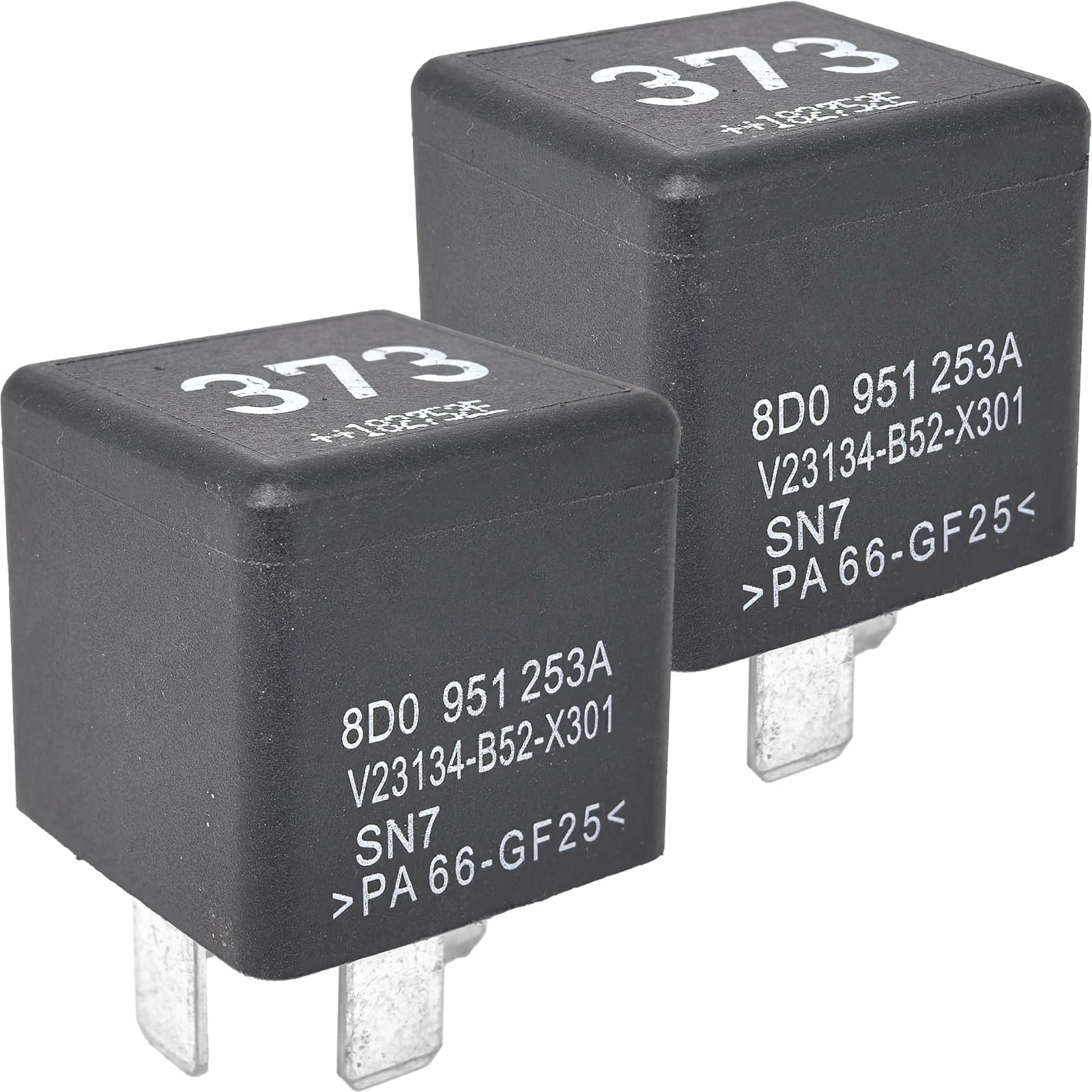 2-Pack 373 8D0951253A Relay - 40A 12VDC 4-Pin SPST Automotive Relay - Compatible with Volkswagen, Audi (Select Models) & V23134-B52-X301 - Fixes Fuel