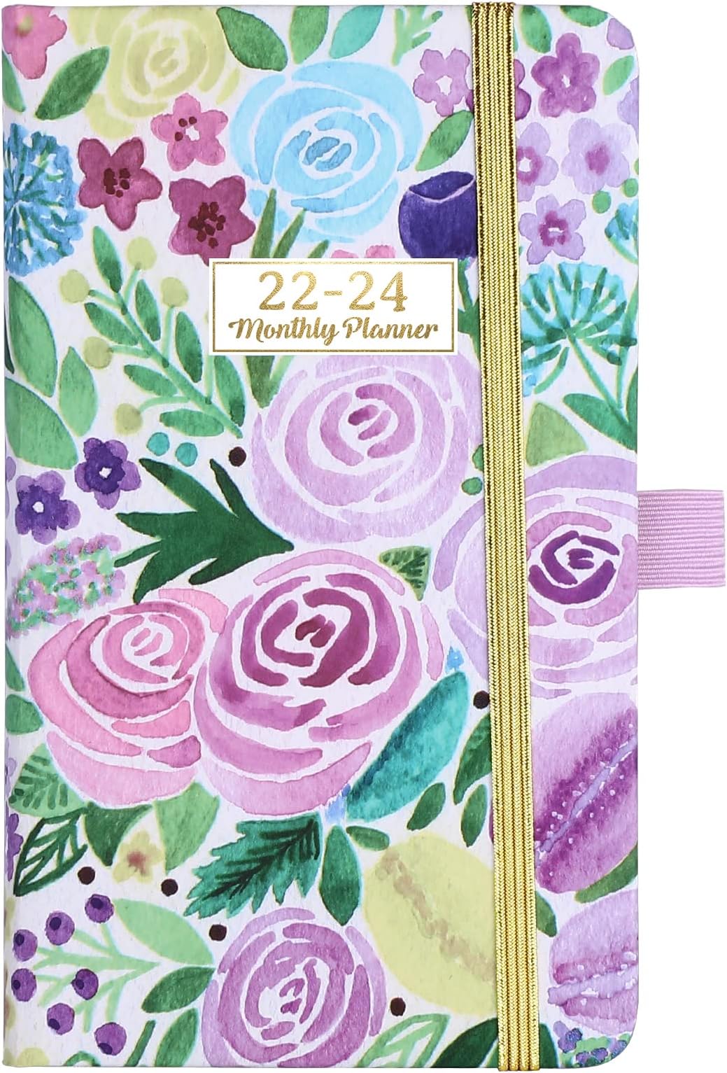 2022-2024 Pocket Planner/Calendar - Monthly Pocket Planner/Calendar with 63 Notes Pages, Jan. 2022 - Dec. 2024, 3.8" x 6.3", 3 Year Monthly Planner with Inner Pocket and Pen Hold - Purple Flower