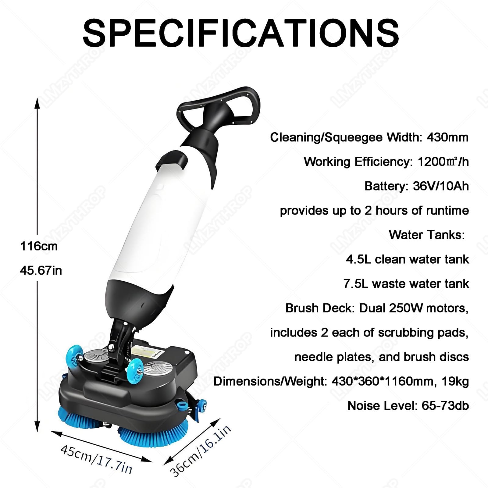 Mini limpiador de suelos, máquina de limpieza ultra compacta de 17 pulgadas para el hogar, oficina, baños y pequeños espacios comerciales, ideal para azulejos y suelos sellados