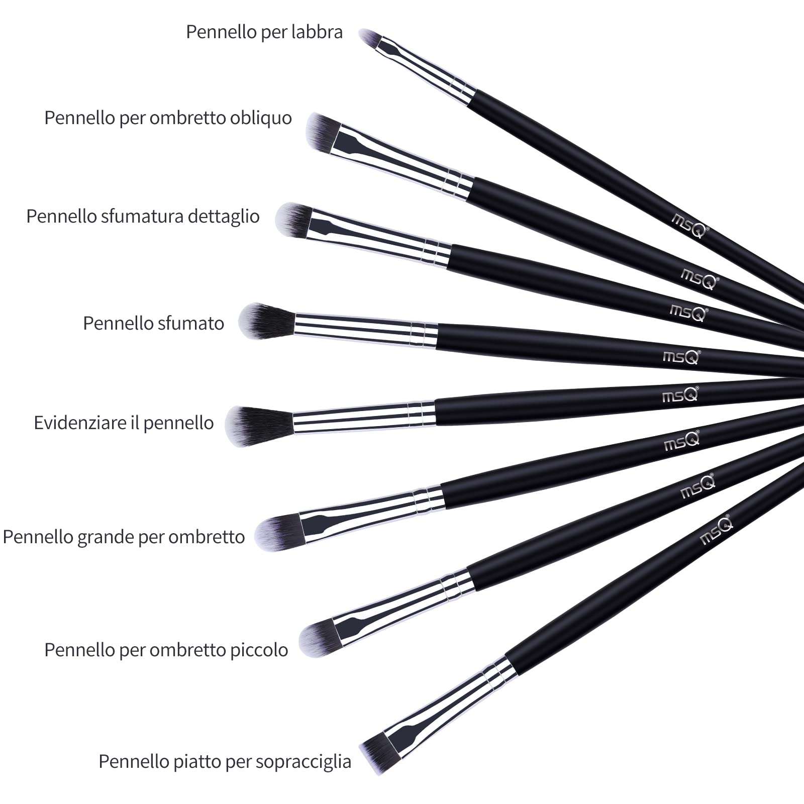 MSQ Juego de 8 pinceles de maquillaje para sombra de ojos | juego de pinceles de maquillaje de ojos de