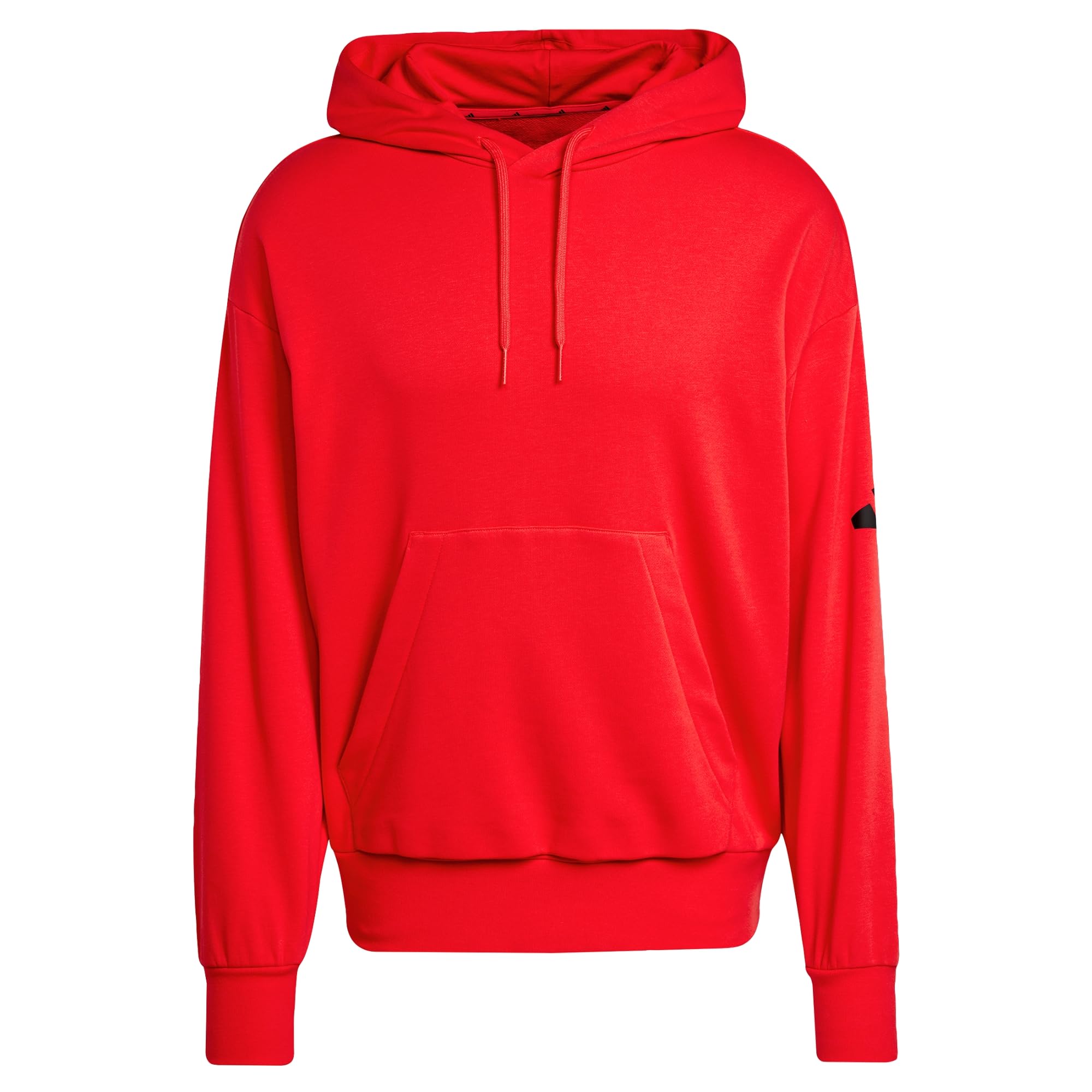 adidas Men's ESSENTIALS LOSE FIT THREE BAR TERRY HOODIE, Pure Ruby/Black, XS