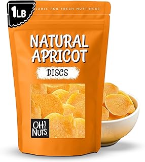 Oh! Nuts Dried Apricot Luscious Natural - 1 lb - Dried Fruit Discs - Sweetened Thin Apricot Slices - Dehydrated Fruit Bites - Packed in New York Zip-Seal Bag for Exceptional Freshness