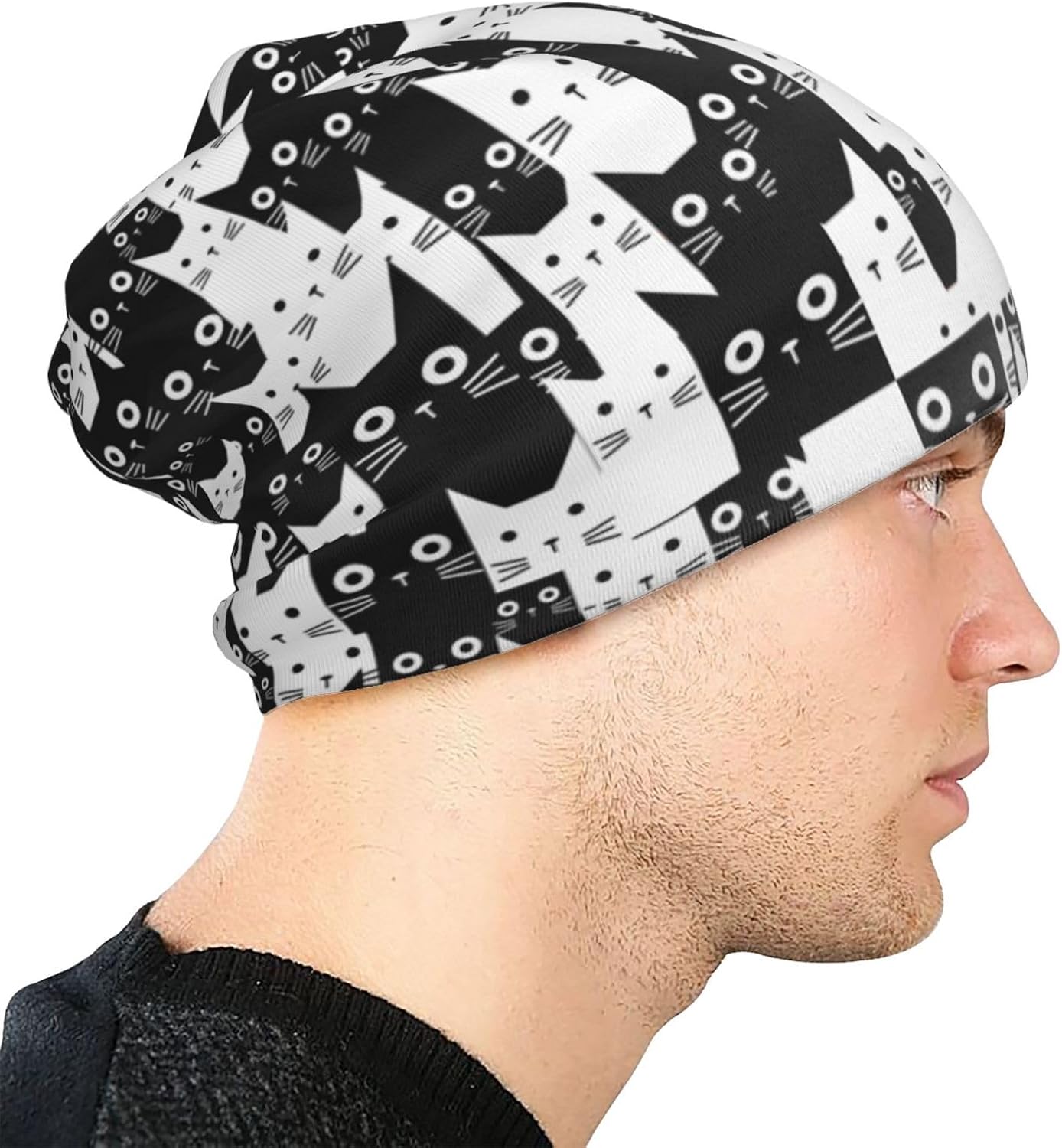 Cat Beanie Hat Chemo Headwear Slouchy Skull Sleep Cap for Women Men Winter Running - Image 5