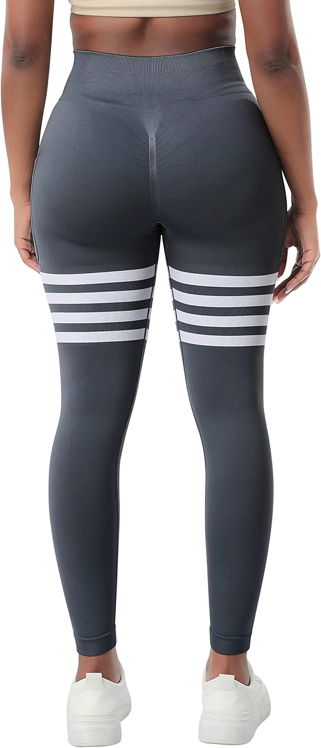 A AGROSTE Seamless Workout Leggings for Women Scrunch Butt Lifting Leggings Booty High Waisted Yoga Pants - Image 3