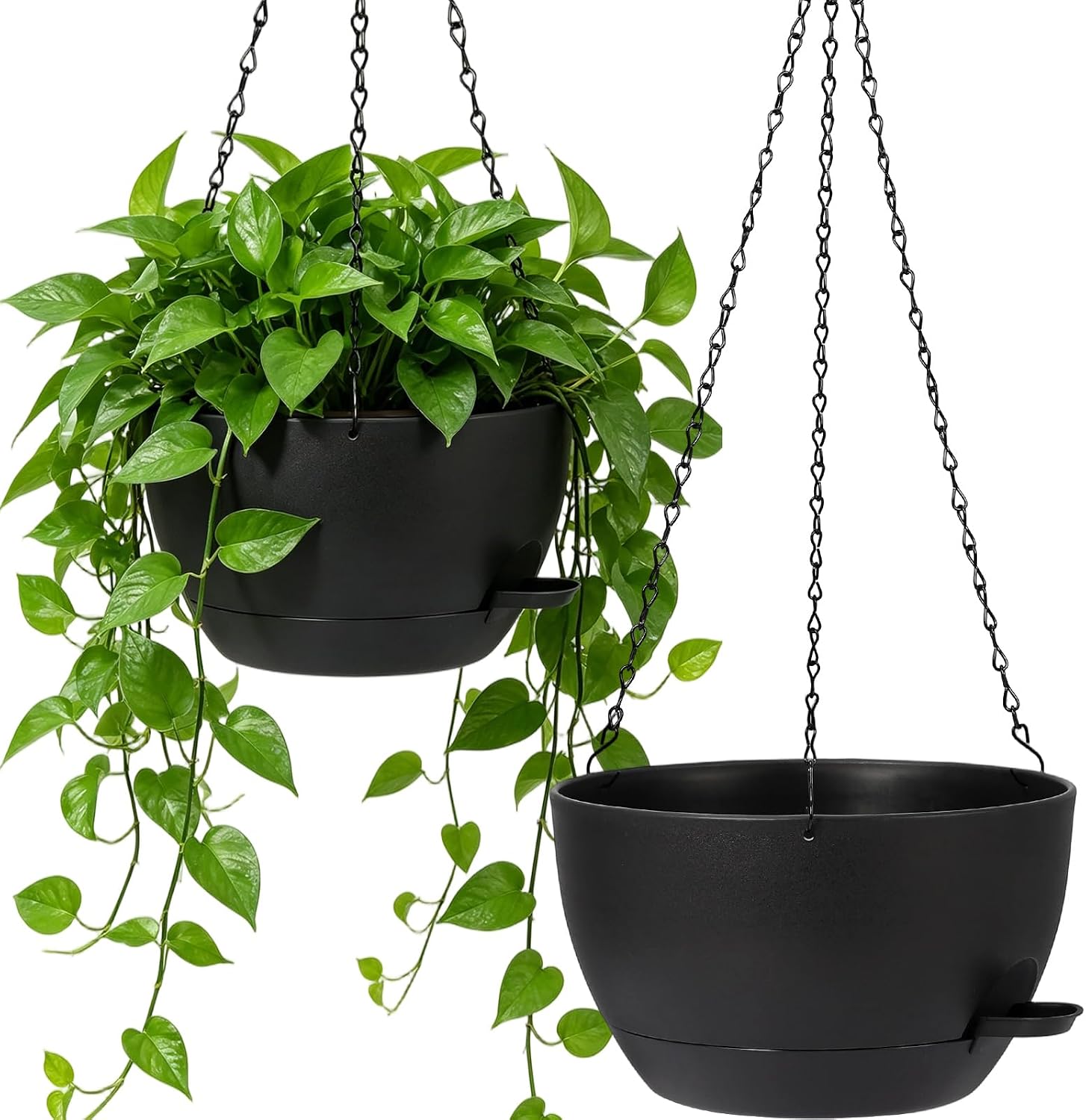 DANALLAN Hanging Planters for Indoor Plants, 2Pcs 12 Inch Self Watering Hanging Planter Basket Large Plastic Plant Holder with Removable 50 Oz Reservoir for Window Porch Garden Balcony