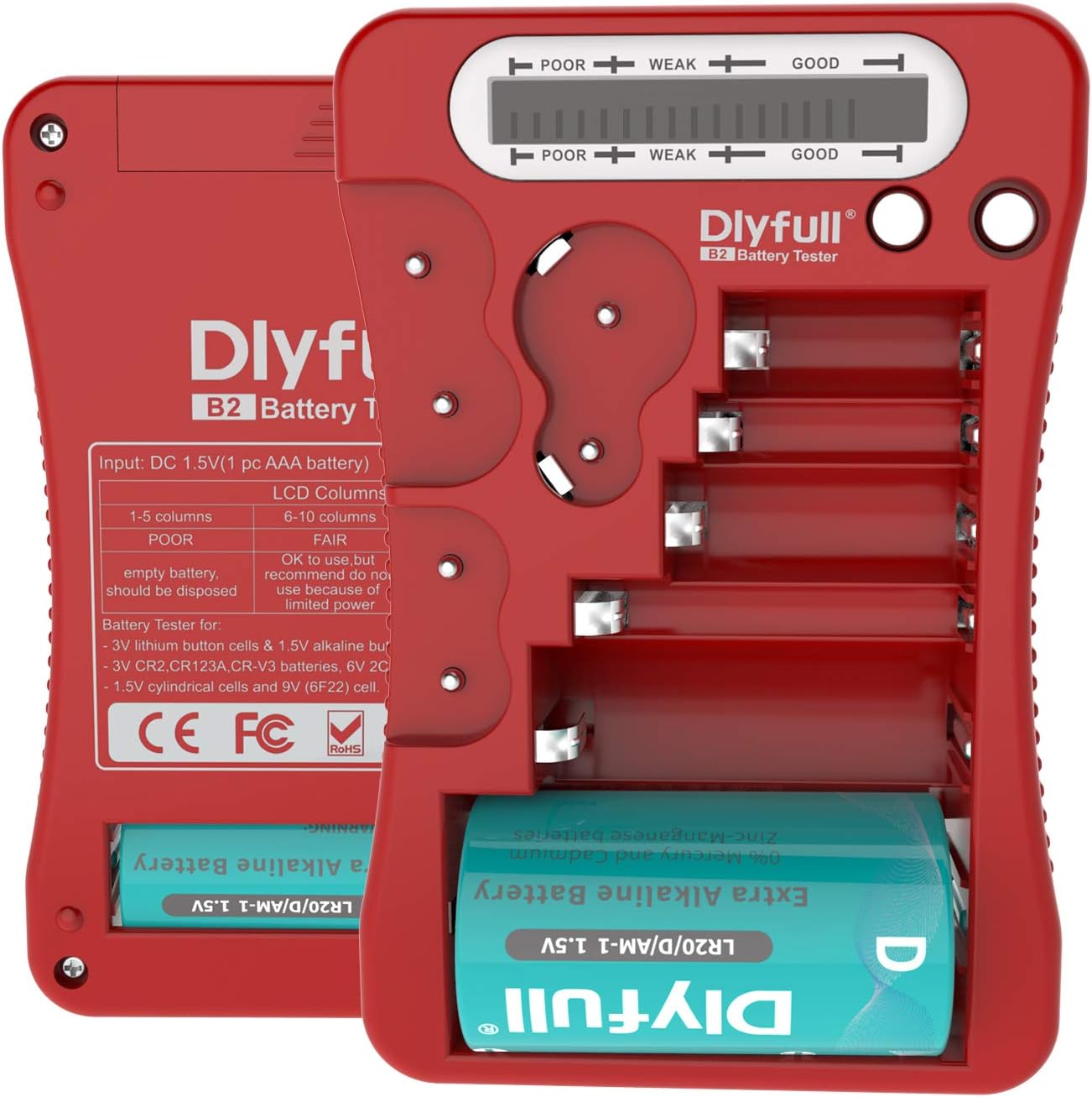 Dlyfull Universal Battery Tester with LCD Display, Multi Purpose Small