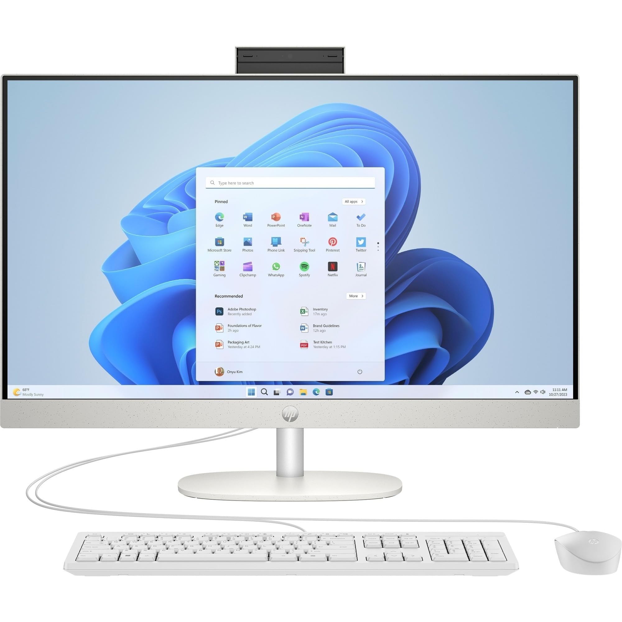 HP 27-cr0007sl All-in-One, Desktop, AMD RYZEN 7 7730U, 16GB RAM DDR4, 512GB SSD NVMe, AMD Radeon Integrata, Display da 27" FHD IPS, Audio Integrato da 2W, Webcam, Windows 11, Non è Touch, Bianco