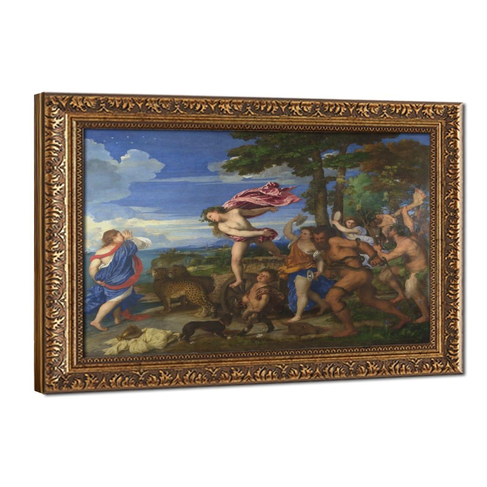 WCYB Bacchus And Ariadne by Titian Posters Prints Canvas Deco Paintings Wall Art Hangable Frame 16" L X 24" W