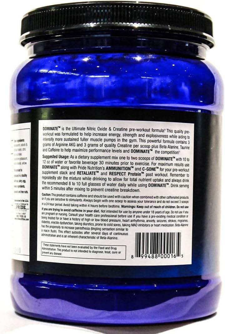 #1 Pre Workout - Dominate X 500g- Best Nitric Oxide & Creatine Pre-Workout Formula- Helps Buffer Lactic Acid and Maximize Muscle Size & Strength (Lemonade
